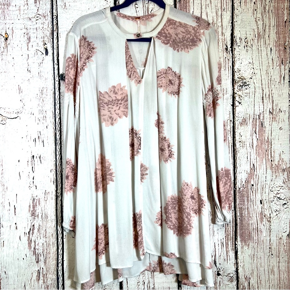 Free People Boho Peacemaker Floral High Low Tunic Oversized Dress Blouse SMALL